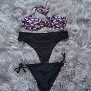 Two bathing suit bottoms one top